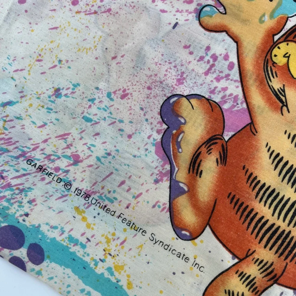 Vintage Garfield the Cat Pillowcase 1978 Jim Davis Paint Splatter 80s Retro